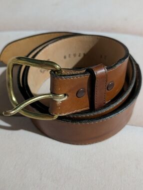 Tony Lama Brown Leather Men's Belt with Brass Buckle